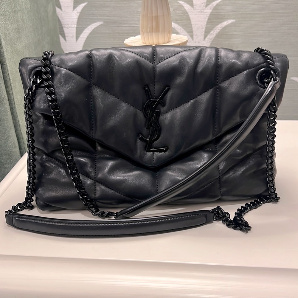 Saint Laurent Black Loulou Puffer Small Chain Shoulder Bag